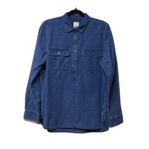 J. CREW FACTORY Boy Fit Denim Chambray Popover Shirt, Sz M